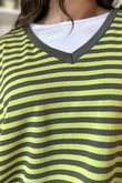 The Sunday Morning Stripe V Slouch Sweatshirt Pear Khaki
